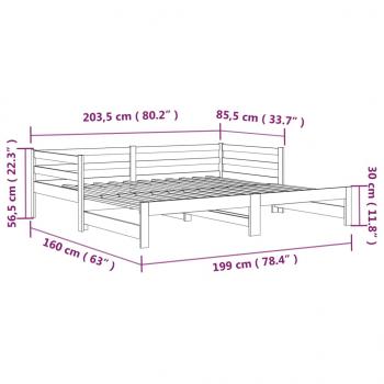 Ausziehbares Tagesbett ohne Matratze Weiß 80x200 cm