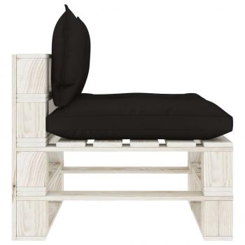 Garten-Paletten-Mittelsofa mit Kissen in Schwarz Holz