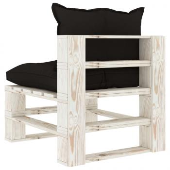 Garten-Paletten-Mittelsofa mit Kissen in Schwarz Holz