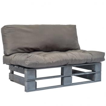 ARDEBO.de - Outdoor-Sofa Paletten mit Kissen in Grau Kiefernholz