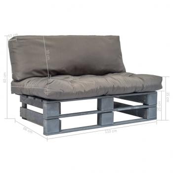 Outdoor-Sofa Paletten mit Kissen in Grau Kiefernholz