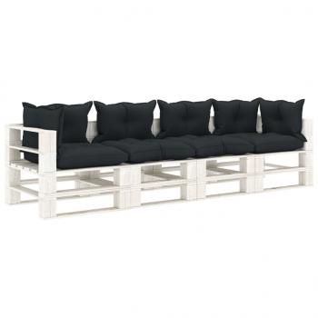 ARDEBO.de - Garten-Palettensofa 4-Sitzer mit Kissen in Anthrazit Holz