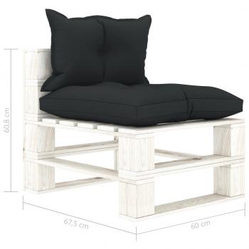 Garten-Palettensofa 4-Sitzer mit Kissen in Anthrazit Holz