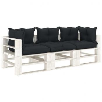 ARDEBO.de - Garten-Palettensofa 3-Sitzer mit Kissen in Anthrazit Holz