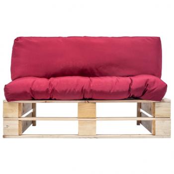 Outdoor-Sofa Paletten mit Kissen in Rot Kiefernholz