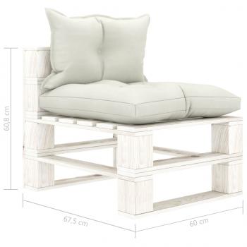 Garten-Paletten-Mittelsofa mit Kissen in Beige Holz