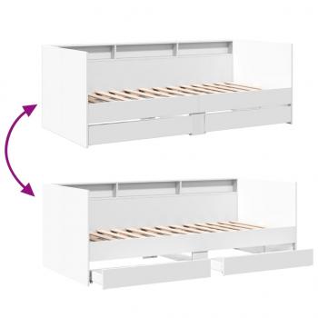 Tagesbett mit Schubladen ohne Matratze Weiß 100x200 cm