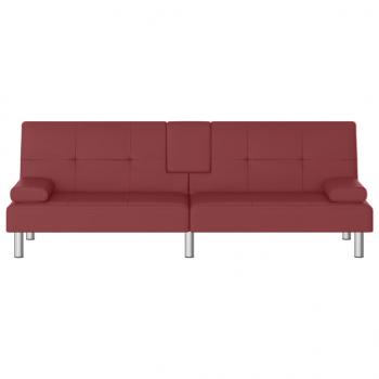 Schlafsofa mit Getränkehaltern Rot Kunstleder