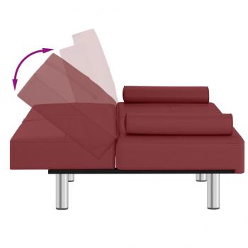 Schlafsofa mit Getränkehaltern Rot Kunstleder