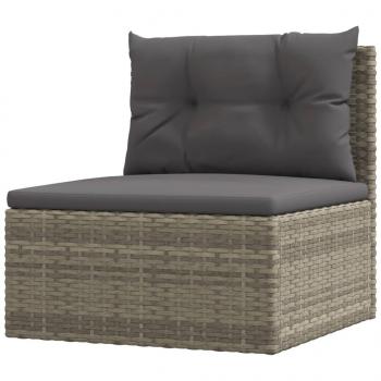 4-tlg. Garten-Lounge-Set mit Kissen Grau Poly Rattan