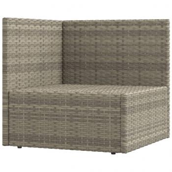 6-tlg. Garten-Lounge-Set mit Kissen Grau Poly Rattan