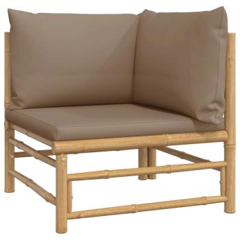 7-tlg. Garten-Lounge-Set mit Taupe Kissen Bambus