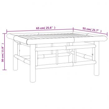 11-tlg. Garten-Lounge-Set mit Cremeweißen Kissen Bambus