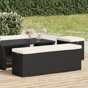 ARDEBO.de - Hockerbank mit Sitzkissen Schwarz 110x30x40 cm Poly Rattan