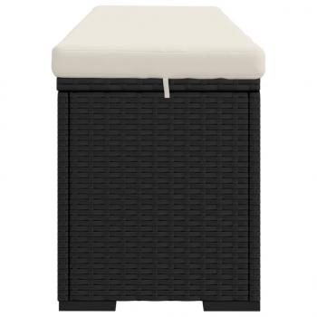 Hockerbank mit Sitzkissen Schwarz 110x30x40 cm Poly Rattan