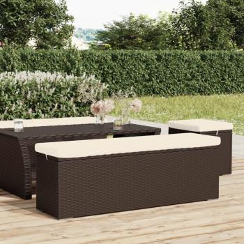 ARDEBO.de - Hockerbank mit Sitzkissen Braun 110x30x40 cm Poly Rattan