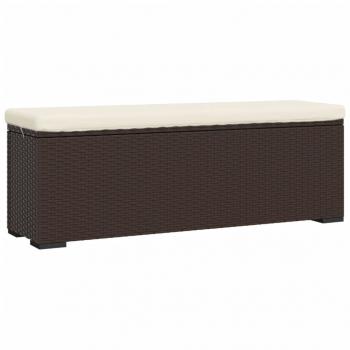 Hockerbank mit Sitzkissen Braun 110x30x40 cm Poly Rattan