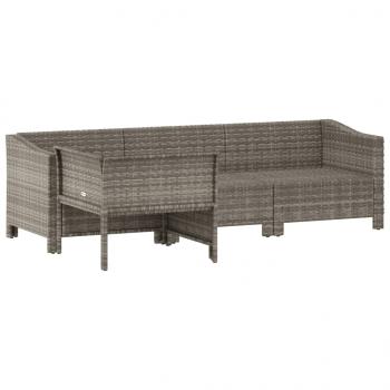 4-tlg. Garten-Lounge-Set mit Kissen Grau Poly Rattan