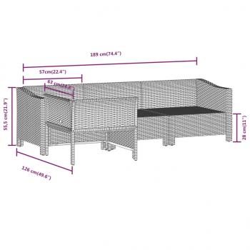 4-tlg. Garten-Lounge-Set mit Kissen Grau Poly Rattan