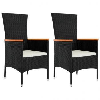 3-tlg. Garten-Lounge-Set Schwarz Poly Rattan & Stahl