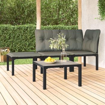 ARDEBO.de - Garten-Couchtisch Grau 55x55x31 cm DPC und Stahl