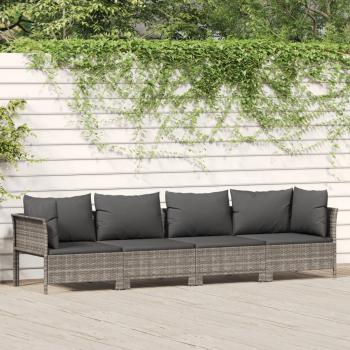 ARDEBO.de - 4-tlg. Garten-Lounge-Set mit Kissen Grau Poly Rattan