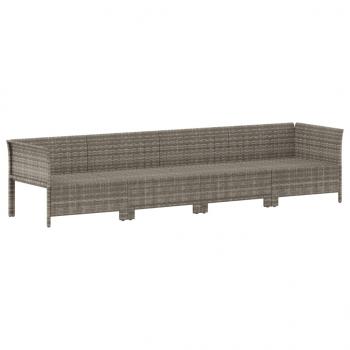 4-tlg. Garten-Lounge-Set mit Kissen Grau Poly Rattan