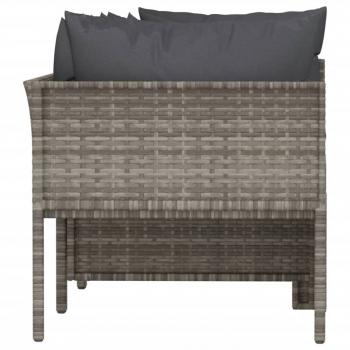 4-tlg. Garten-Lounge-Set mit Kissen Grau Poly Rattan