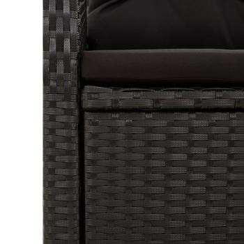 7-tlg. Garten-Essgruppe mit Kissen Schwarz Poly Rattan