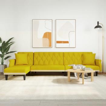 ARDEBO.de - Schlafsofa in L-Form Gelb 271x140x70 cm Samt