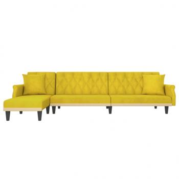 Schlafsofa in L-Form Gelb 271x140x70 cm Samt