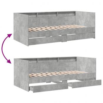 Tagesbett mit Schubladen ohne Matratze Betongrau 100x200 cm