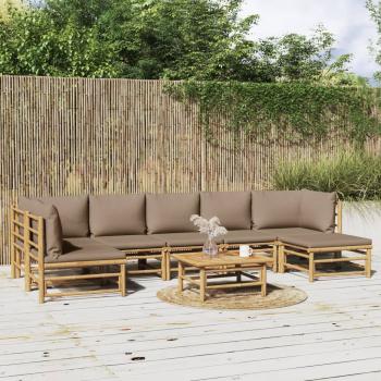 ARDEBO.de - 8-tlg. Garten-Lounge-Set mit Kissen Taupe Bambus