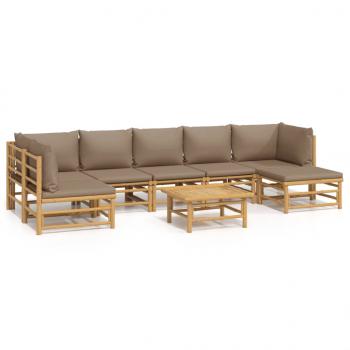 8-tlg. Garten-Lounge-Set mit Kissen Taupe Bambus