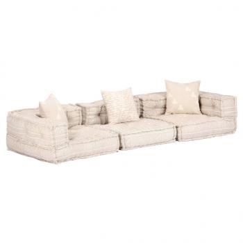 3-Sitzer Modularer Pouf Beige Stoff