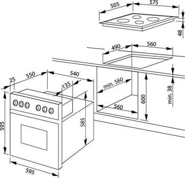 Amica EHCX 933 000 S EEK:A Einbauherd-Set mit Glaskeramik-Kochfeld, 77l XXL, Edelstahlrahmen, 9 Backofenfunktionen, Zweikreis-/Bräterzone, schwarz-Glas (58562)