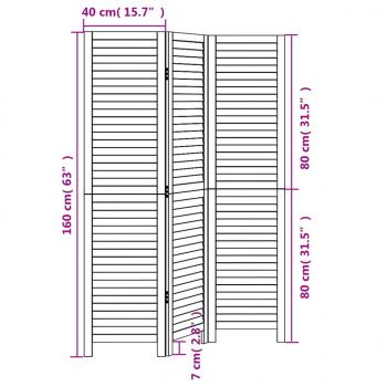 3-tlg. Raumteiler Weiß Massivholz Paulownia