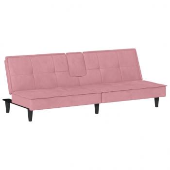 Schlafsofa mit Getränkehaltern Rosa Samt