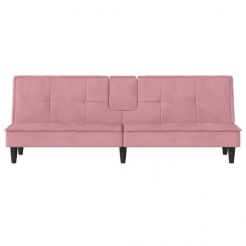 Schlafsofa mit Getränkehaltern Rosa Samt