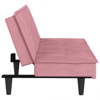 Schlafsofa mit Getränkehaltern Rosa Samt