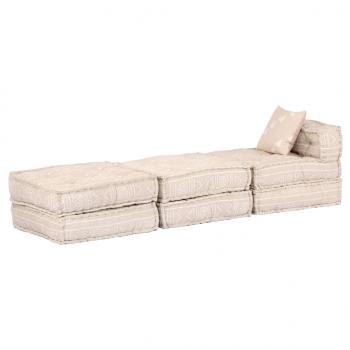 3-Sitzer Modularer Pouf Beige Stoff