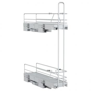 Küchen-Drahtkorb 2-stufig Ausziehbar Silbern 47x12x56 cm