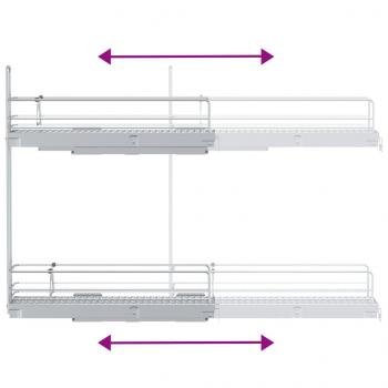 Küchen-Drahtkorb 2-stufig Ausziehbar Silbern 47x12x56 cm