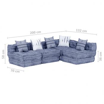 4-Sitzer Modularer Pouf Indigo Stoff