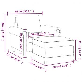 Sessel mit Hocker Grau 60 cm Kunstleder