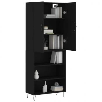 Highboard Schwarz 69,5x34x180 cm Holzwerkstoff