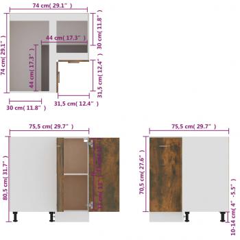 Küchenschrank Räuchereiche 75,5x75,5x81,5 cm Holzwerkstoff