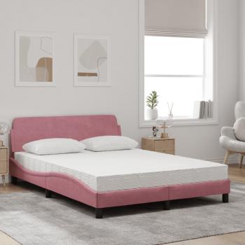 Bett mit Matratze Rosa 120x200 cm Samt