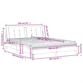 Bett mit Matratze Grau 160x200 cm Kunstleder