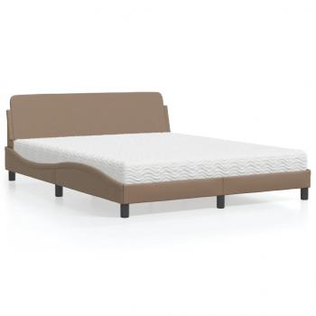 ARDEBO.de - Bett mit Matratze Cappuccino-Braun 160x200 cm Kunstleder